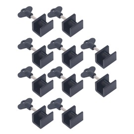 10 Sets Single Hole Window Locks with Wrench Key Adjustable Vertical Horizontal Sliding Lock Kit Black