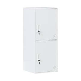 WISUNO 2 Door Vertical Stackable Storage Cabinet with Lock,Anti-Failing Device, Metal Lcoker,Organizer for Office, Home, Gym, School,Employee,Kids. (2D-White)