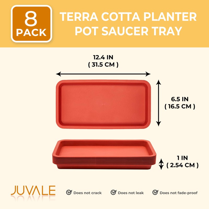 Juvale Saucer Plant Drip Trays for Small Pots, Plastic Rectangle