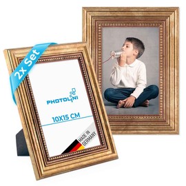 PHOTOLINI Baroque Antique Picture Frame Solid Wood with Glass Pane and Accessories/Photo Frame/Baroque