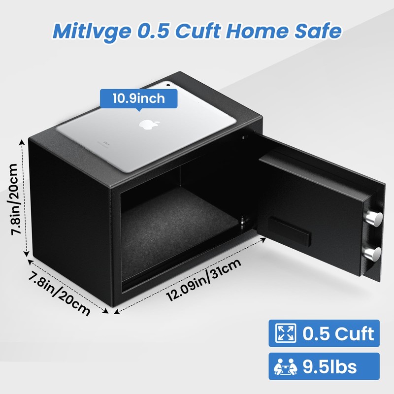 Mitlvge 0.5 Cu Ft Mini Safe Box with Fireproof Document