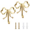 2pcs Bow Knot Wall Hooks, 3.9x3.8in Gold Bow Knot Coat