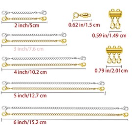 Necklace Layering Clasps and Chain Extender for Bracelet & Anklet, 22 pcs Gold & Silver Lobster Clasp Sets Jewelry Repair Kits