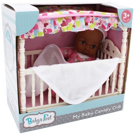 Baby's First My Baby Canopy Crib with 9' African-American Doll, Doll is Machine Washable, for Ages 3+
