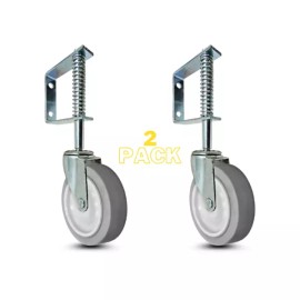 Caster HQ 3 in. Spring Loaded Gate Caster | Gray Thermo Rubber Wheels | 110 lb Capacity