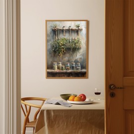 Farmhouse Rustic Canvas Wall Art Vintage Kitchen Wall Art Spices Kitchen Wall Art Tomato Spices Kitchen Moody Still Life Oil Painting for Restaurant Bar Living Room Wall Decor 12x16 Inch Unframed