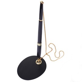 lasenersm 1 Piece Pen Holder Signing Pen Set Pen Stand Guest Sign In Pen and Pen Stand Set Wedding Signing Pen Set Wedding Guest Book Pen with Stand and Chain(Black, Golden)