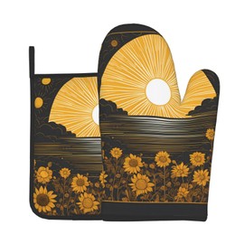 YYHWHJDE Goodlooking Hello Sunshine Printing Oven Mitts and Pot Holders Sets of 2 Kitchen Baking Used to Open Pot lids in The Kitchen and to Carry Dishes from Microwave ovens