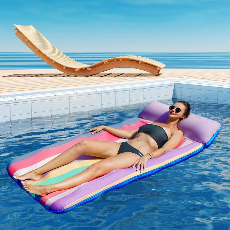 PARENTSWELL Oversized Pool Floats 72" x 36", X-Large, Fabric-Covered Pool