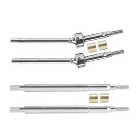 Steel Front Rear Axle Shafts 5mm Extended +2mm Thread Longer Driveshaft for 1/18 RC Crawler Car TRX4M Upgrade Parts (Silver)