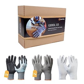 Gebol GO Work Gloves Set Moving | Size XL (Size 10) | Glove Mix for Helpers, with Touch Function or to Avoid Fingerprints | For Men | 10 Pairs