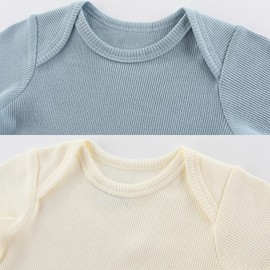 MAMIMAKA Unisex Baby Short Sleeve Bodysuits 6 Pack Baby Grow Cotton Vest Outfit, 9-12 Months