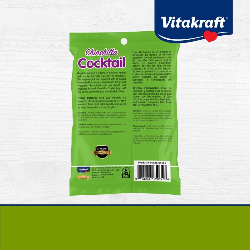Vitakraft Chinchilla Cocktail Mixed Fruit Treat, 4.5 Ounce Pouch