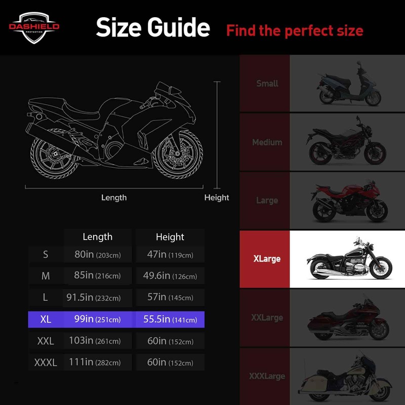 DaShield Ultimum Series Motorcycle Cover All Season Waterproof Dust, Sun,