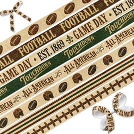 Vintage Football Ribbon, 8 Pack, 3/8 Inch Grosgrain for Crafts