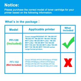 LCL Compatible Ink Cartridge Pigment Replacement for Canon PFI120 PFI-120 PFI120MBK PFI-120MBK 130ML imagePROGRAF IPF TM-200 IPF TM-205 IPF TM-300 IPF TM-305 (2-Pack MBK)