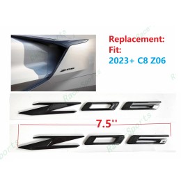 Corvette 2PCS Gloss Flash Black Side Z06 Emblem Badge For 2023 2024 Corvette C8 Z06