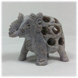 Soapstone Elephant Statuette - 5cm Soapstone Elephant Figurine - Small