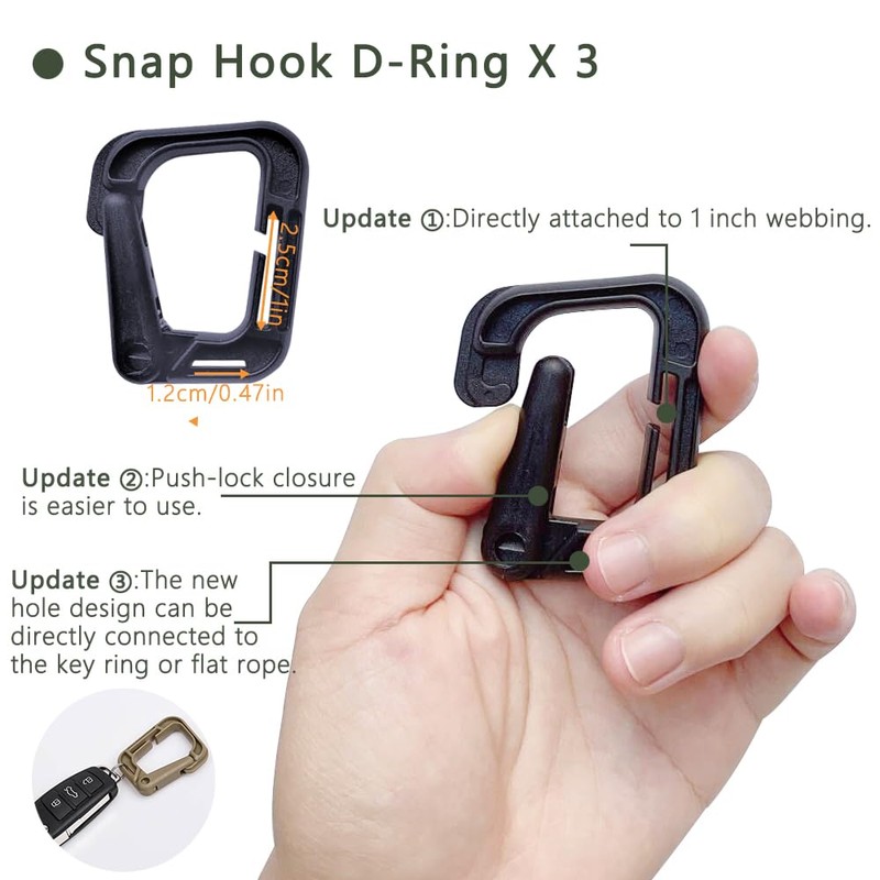 INLAZTIM Pack of 18 Molle Accessories Carabiner Clips Molle System