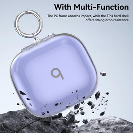 TPU Case for Beats Powerbeats Pro 2 with Keychain,Anti-Lost & Shockproof Protective Cover for Powerbeats Pro2 2025,Durability and Easy Access Headphone Accessories for Men/Women(Transparent Purple