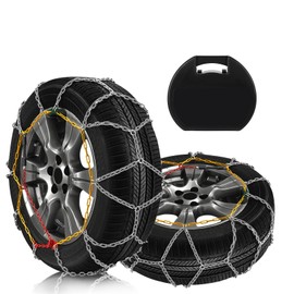 SCITOO KN110 Snow Chains Quick Easy Installation,Tire Traction Chain For Car Pickup Trucks SUV,Adjustable Universal Emergency Thickening Tire Chains Width 215 225 235 245(15" 16" 17" 18")- Set of 2