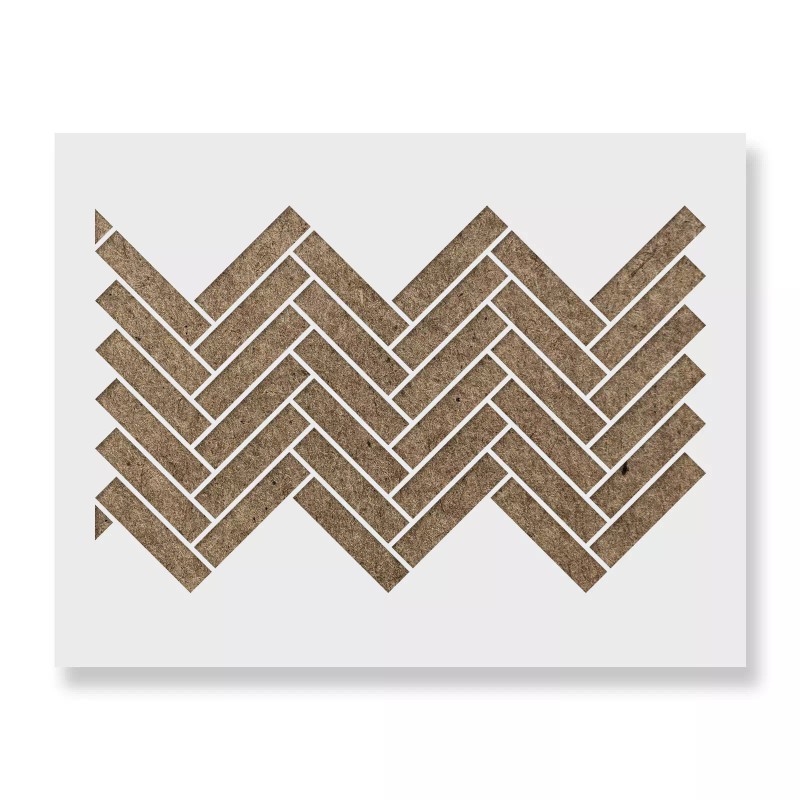 Stencil Revolution Diagonal Herringbone Tile Pattern Wall Stencil
