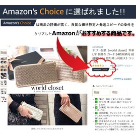 World Closet Women's Long Wallet, Genuine Leather, L-Shaped Zipper, Holds 24 Cards, Ultra Lightweight, Thin, Removable Strap, Braided Lamb Leather, champagne gold