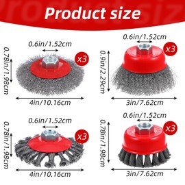 12 Pack Wire Wheel for Angle Grinder, Coarse Crimped Wire Wheel Brush Wire Cup Brush 4 1/2 Angle Grinder Wire Wheel, Angle Grinder Attachments with 5/8-11unc Threaded Arbor