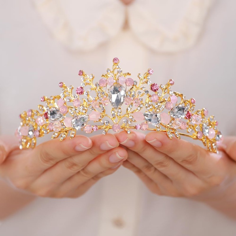 JWICOS Gold Headband Wedding Headband for Women Crystal Queen Hair