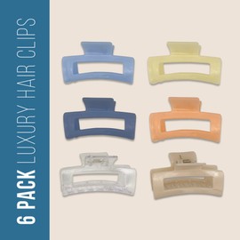 Women's Fashion Hair Accessories Effortless And Elegant Colorful Acrylic Hair Claw Clip PACK OF 6 Beautiful Pastel Jelly Colors Included