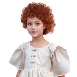 DUDUWIG Kids Dark Orange Wig Short Orange Curly Wavy Wig for Child Girls Orange Party Cosplay Wigs Heat Resistant Synthetic Wigs with Cap