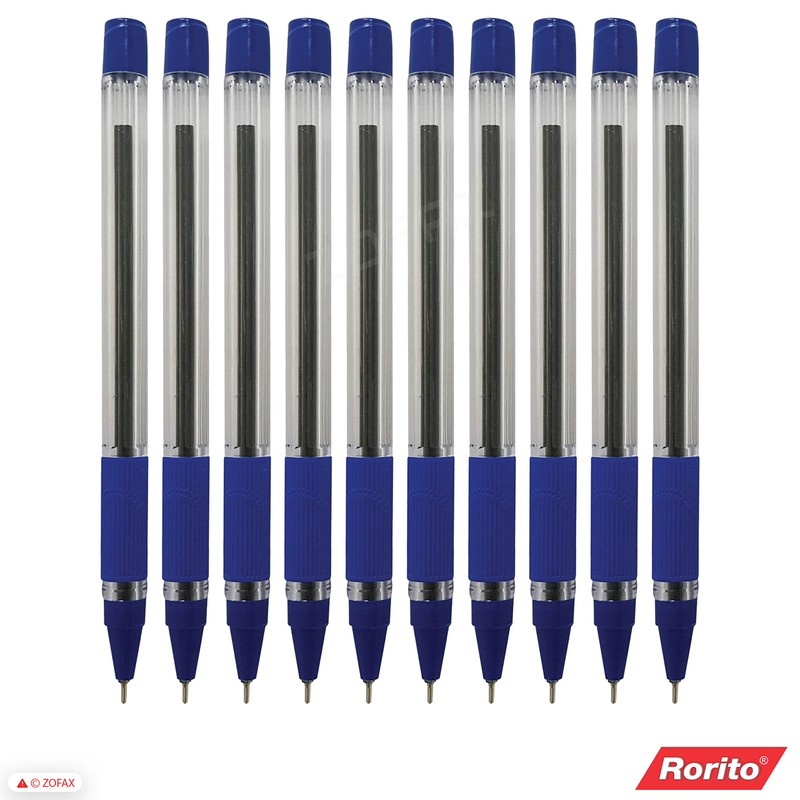rorito 10 x Charmer BLUE 0.7mm Tip Ballpoint Pens Soft