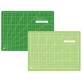 SEMPLIX Self-healing cutting mat A4 in green, pink, grey, turquoise, purple. Ideal for crafts, sewing and patchwork. 30 x 22 cm. Printed on both sides. Front cm, back inch dimensions