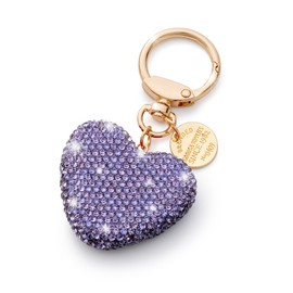 CHUQING Heart Key Ring Car Key Ring With Sparkly Rhinestones Rhinestone Keyring For Women, Purple heart