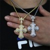 Double Layer Cross Pendant Necklace for Men Women 18k Gold
