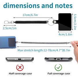 cobee Retractable Phone Lanyard with Patch for Drop Protection, 4 Packs Universal Stretchy Straps Tether with 4 Packs Black Phone Patches, Anti-drop Cellphone Wrist Straps for Most Smartphones