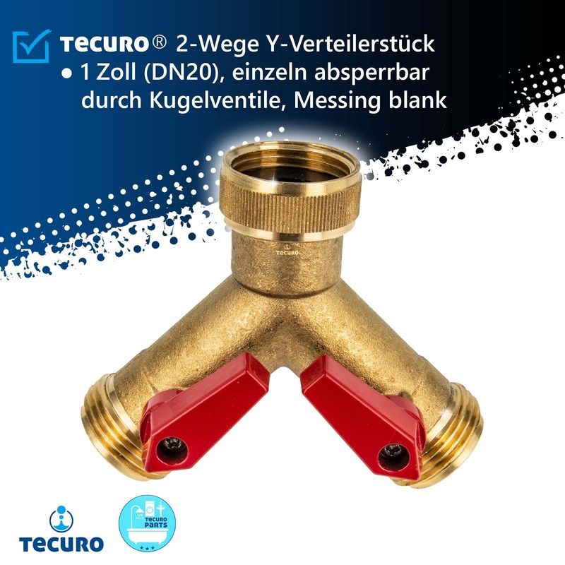 tecuro 2-way Y-distributor 1 inch (DN20), individually lockable by ball