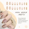 Kabwea 24 pieces gold press on nails, French tip fake