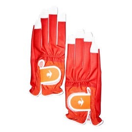COX SPORTIF Golf LG5SGV01L Women's OR00 Golf Gloves, Ambidextrous, All Weather, Nail-free, UPF50+ Synthetic Leather Golf Gloves, Orange, OR00 (orange), L