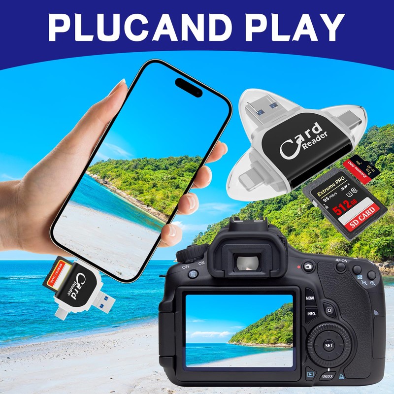 Mineup Multi-Port 4 in 1 Universal SD TF Card Reader,