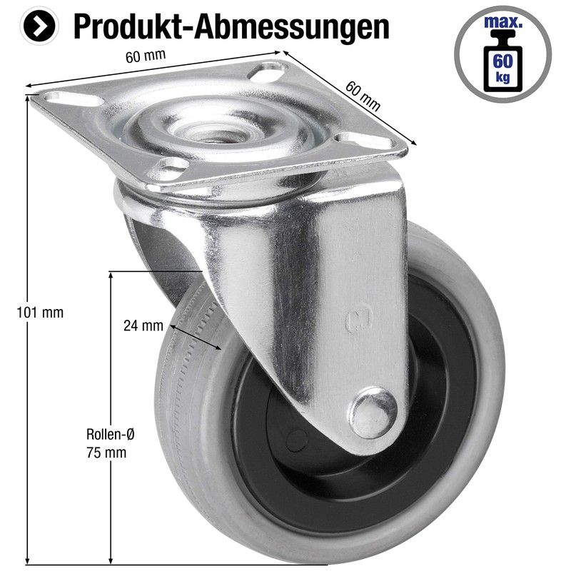 Meister Swivel Castor ✓ ✓ Rubber Wheels ✓ Soft Tread
