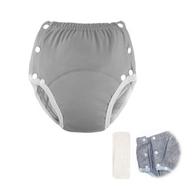 LAROTSUBA Patients Underwear,Post Surgery Underwear with Snaps,Washable Incontinence Underwear with Movable Diaper,Patient Care Pants for The Elderly,Postpartum(Grey,M)