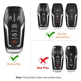 Real Glass Fiber Key Fob Cover,T-carbon Key Fob Case Shell Cover Holder Protector Compatible with Ford Fusion Mustang F150 Edge Explorer MKZ MKC MKX Smart Keyless Remote（Silver Black）