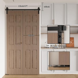 Dondelight 48" Bi-Folding Sliding Barn Door Hardware Kit for 2 Doors, Low Ceiling Lite Version Roller, Fit Double 22" Bifold Doors (No Door)