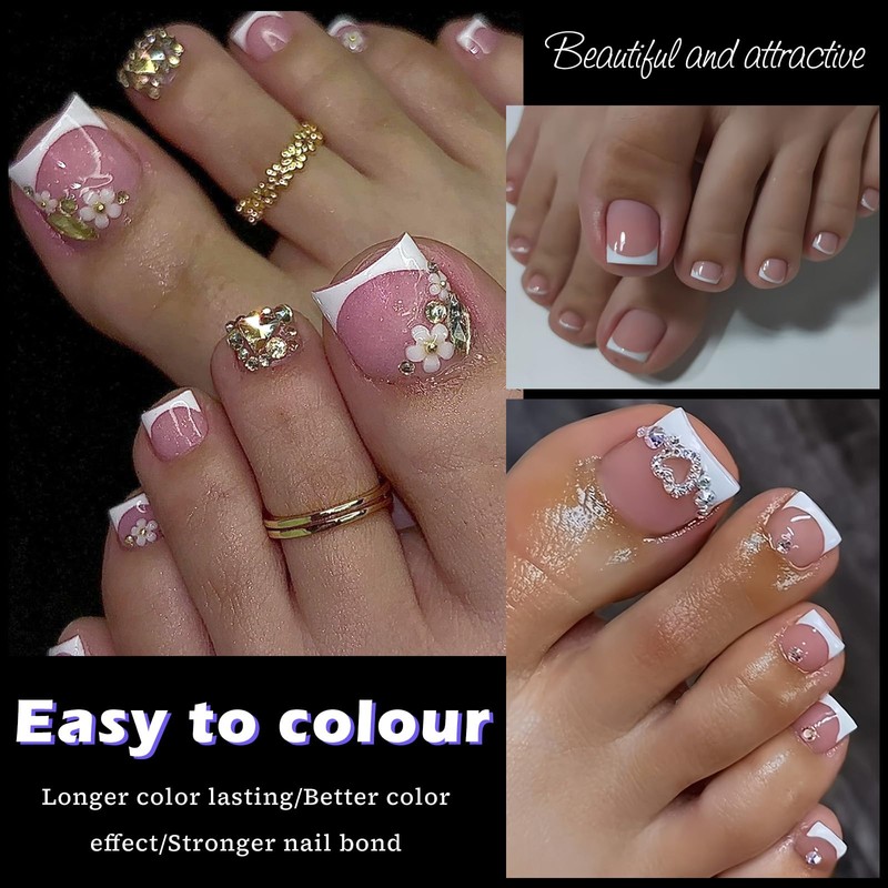 360pc Clear Fake Toenail Tips Feet Gel Toe Nails Tips