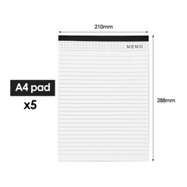 5 Notizblöcke A4, Linierte Haftnotizen, Notizblock mit Liniertem Papier, A4-Papierblock, Große Notizbücher Zum Schreiben, Zeichnen, Rechnen, Skizzieren (25 Blatt/Packung, Insgesamt 125 Seiten)