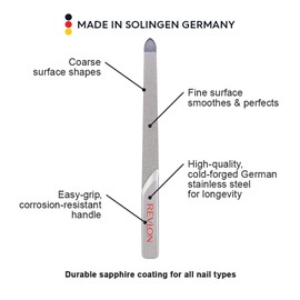 Revlon Nail File, Salon Professional Nail Care Tool for Acrylic & Natural Nails, Easy Grip, Corrosion Resistant Saphire Coated Nail Filer (Pack of 1)