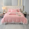 MOOWOO Chic Ruffle Lace Polyester Duvet Cover Set -Girl Pink