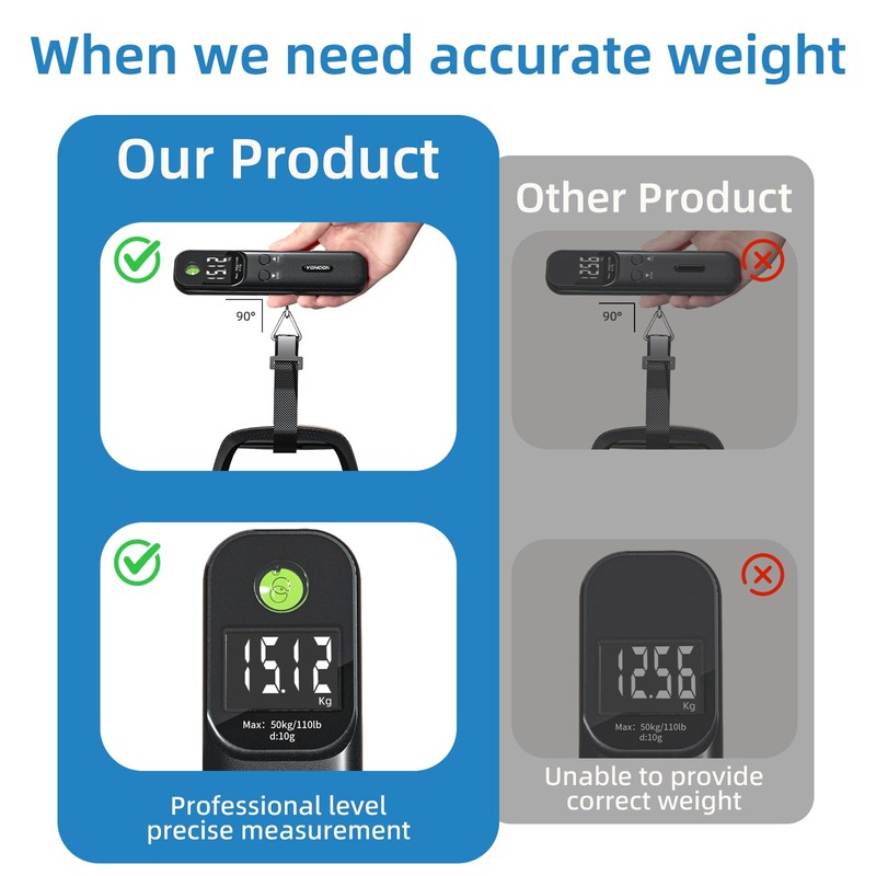 Luggage Scale - 110lb Digital Suitcase Weight Scale with LCD
