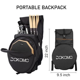 Drum Practice Pad with Snare Drum Stand Set, 12-Inch Double Sided Silent Practice Pad Kit with Drum Sticks, Drumstick Holder, Luminous Carrying Bag, Black (Fits 8''-15'' Drums)